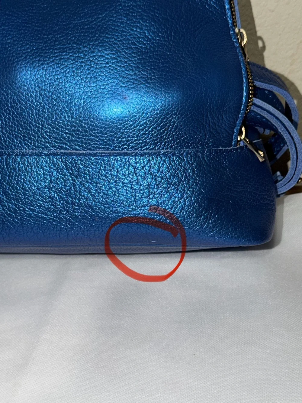NWT Portland Leather convertible backpack Rue Comet Blue Metallic